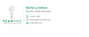 Year One Boulder Marketing and Advertising Kelly Linehan Business Card
